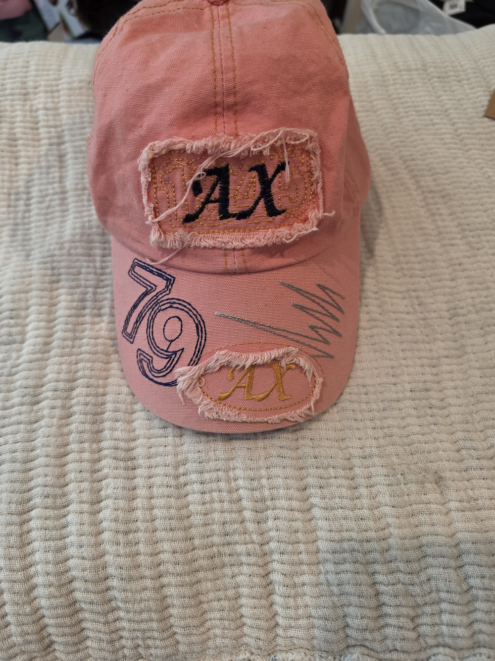 AX Pink Distressed Baseball Cap